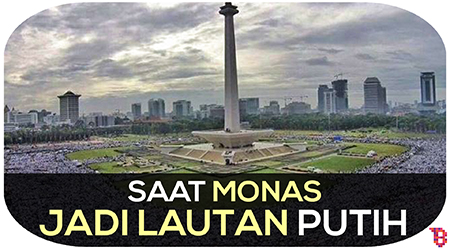 Pemandangan menakjubkan saat monas jadi lautan putih