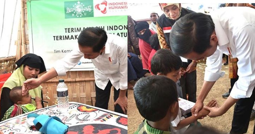 Momen Jokowi & Iriana bercengkerama sama anak-anak pengungsi Rohingya