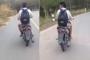 Kelakuan remaja naiki motor aneh ini bikin gagal paham