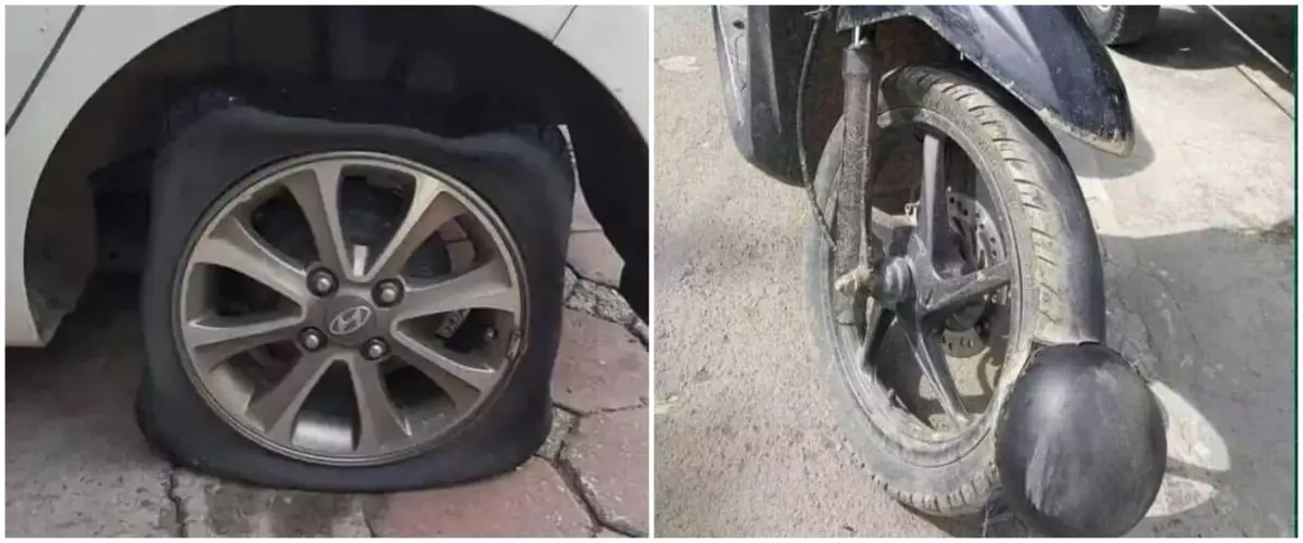 11 Momen apes ban kendaraan bocor, penampakannya bikin ngelus dada