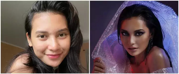 Kerap tampil bare face, 11 potret Indah Permatasari pakai makeup tebal