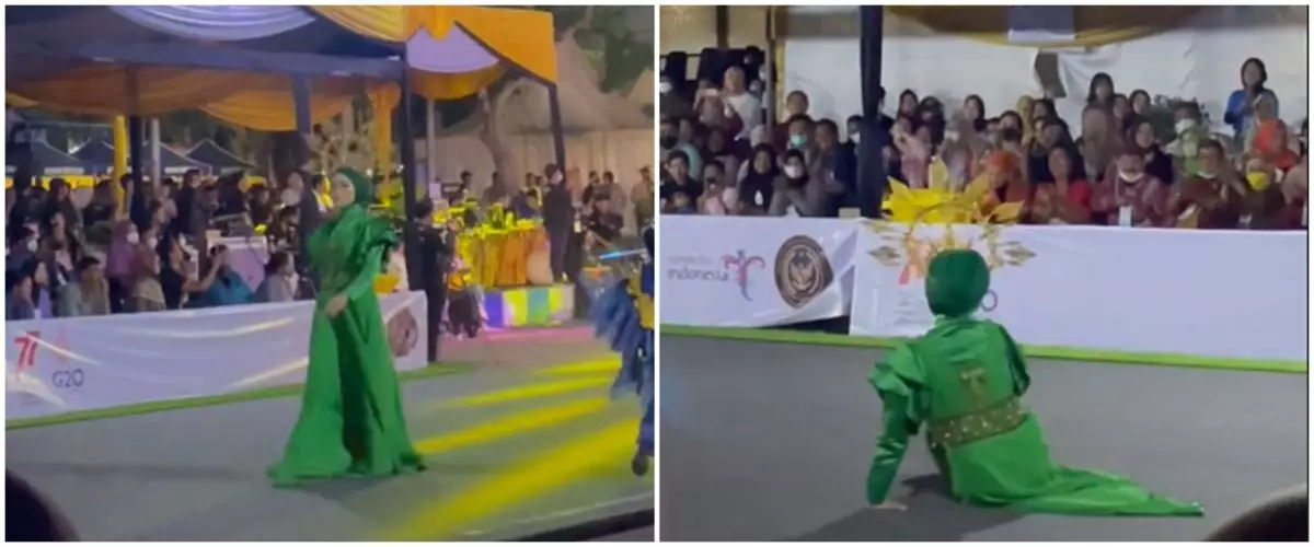 Model Jember Carnaval jatuh saat fashion show, reaksinya panen pujian