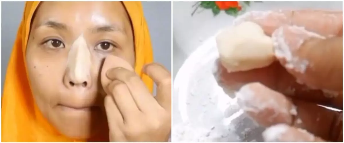 Wanita ini merias pakai campuran tepung, hasil makeup bikin melongo