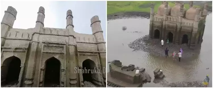 Penampakan masjid berusia 120 tahun, muncul usai 3 dekade tenggelam