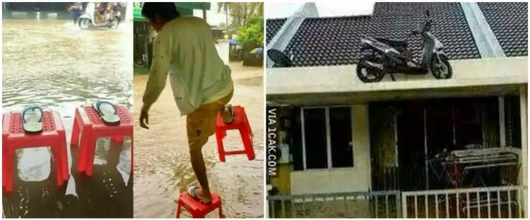 13 Aksi nyeleneh warga atasi banjir ini bukti kreatif saat kepepet