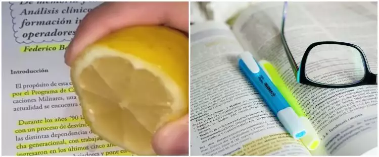 Cara mudah hapus coretan pena highlighter dari kertas, pakai lemon