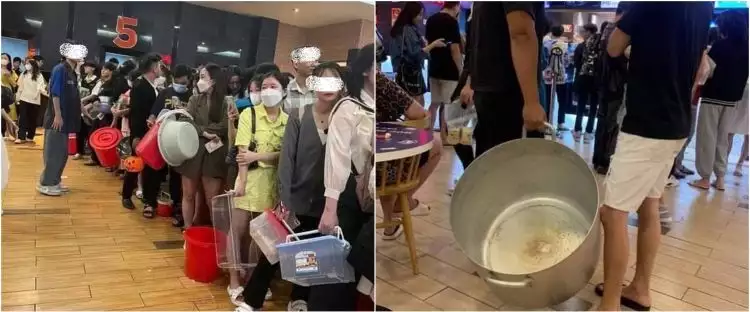 11 Momen warga Vietnam bawa panci jumbo ke bioskop, demi free popcorn