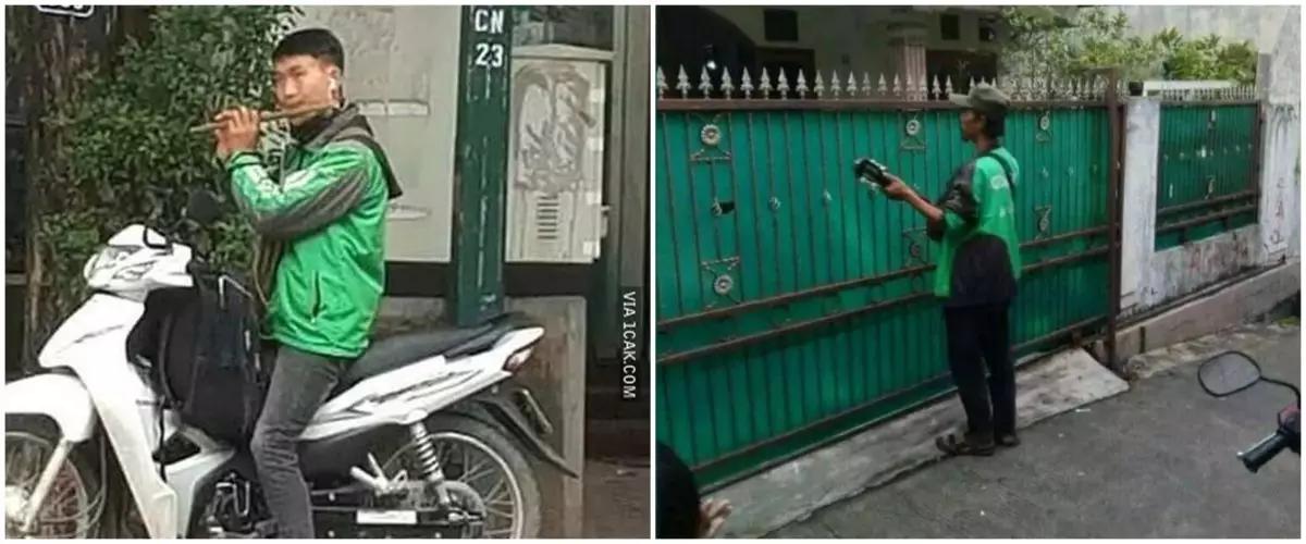 11 Potret lucu driver ojek online main alat musik, tingkahnya kocak