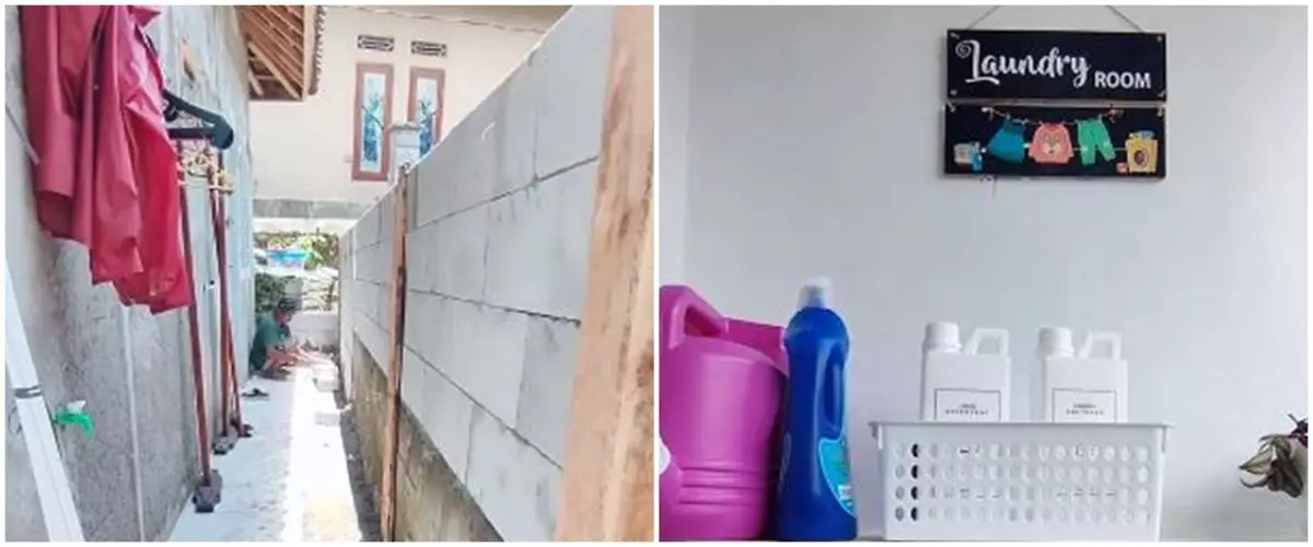 11 Transformasi lahan satu meter dimakeover jadi ruang cuci, ruang sempit jadi estetik