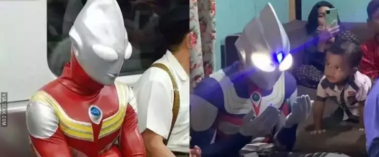 13 Potret orang cosplay Ultraman ini kocak abis, ada-ada saja tingkahnya