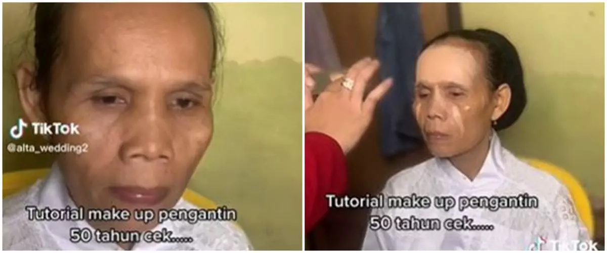 Wanita usia 50 tahun ini dirias MUA jadi manten, potret transformasinya bikin lupa wajah asli