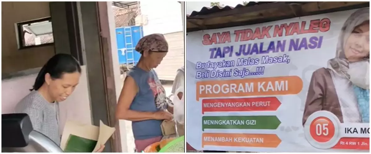 Kreatifnya pedagang pecel ini promosikan dagangan bak seorang caleg, nama penjualnya bikin salah fokus