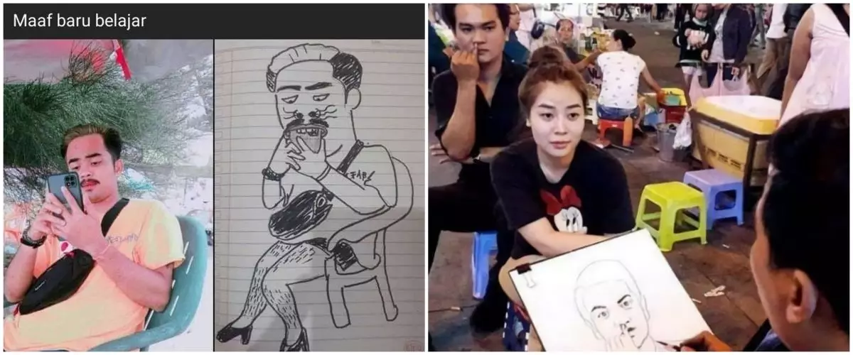 11 Potret kocak sketsa orang beda dari aslinya, skill gambarnya bikin geleng kepala