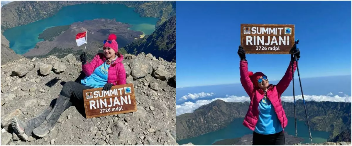 Masih kuat naik gunung meski usianya 55 tahun, begini 11 momen Ira Wibowo saat mendaki di Rinjani