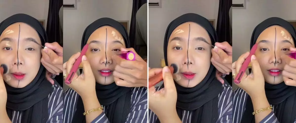 Wanita ini bandingkan makeup buatan suami vs miliknya, hasil riasan sang istri kalah telak
