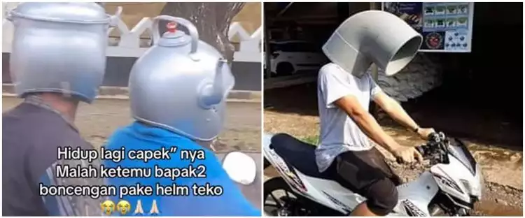 11 Potret kocak orang pede pakai helm nyentrik ini penampakannya jadi hiburan gratis di jalanan