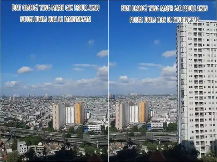 Wanita bagikan langit kelam Jakarta karena polusi vs cerahnya saat COVID-19, bedanya bikin miris