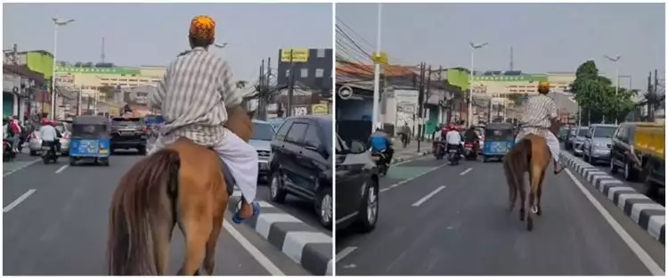 Momen pria keliling Jakarta pakai kuda ini banjir sorotan, alasannya out of the box