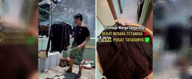 Tinggal di Semarang bak dekat pusat tata surya, pria jemur baju basah auto kering cuma setengah jam
