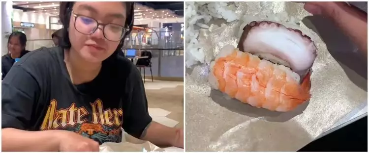 Serasa makan nasi warteg, cara kocak wanita santap sushi ini absurdnya nggak ketolong