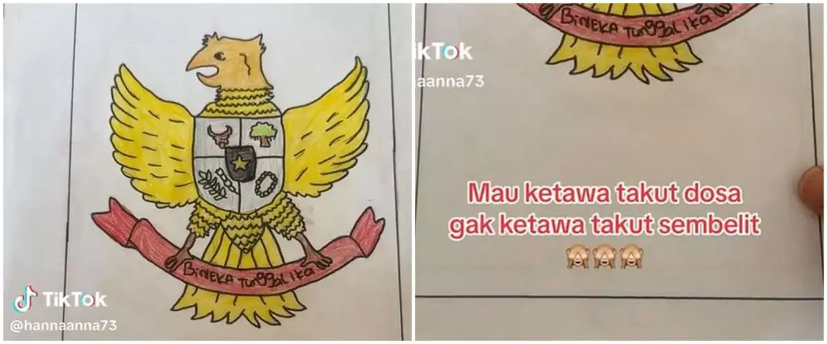 Diberi PR gambar lambang negara, 11 potret hasil tugas murid ini mau ketawa tapi bikin bangga