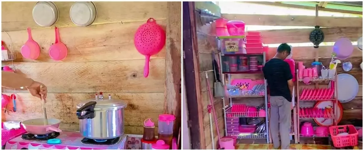 Bukti mewah tak harus mahal, 11 potret dapur kayu sederhana serba pink ini bikin makin betah masak