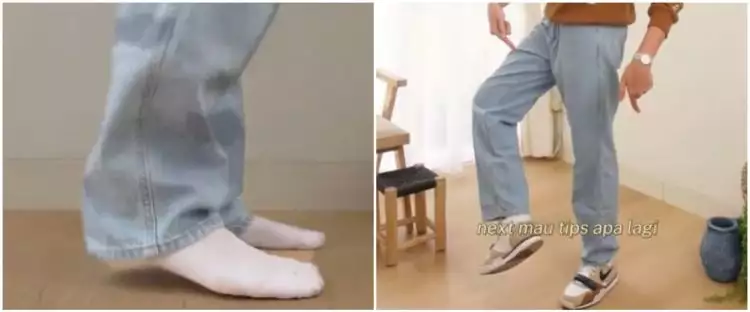 Tanpa repot dijahit, ini trik menggulung celana jeans yang kepanjangan dijamin nggak gampang lepas