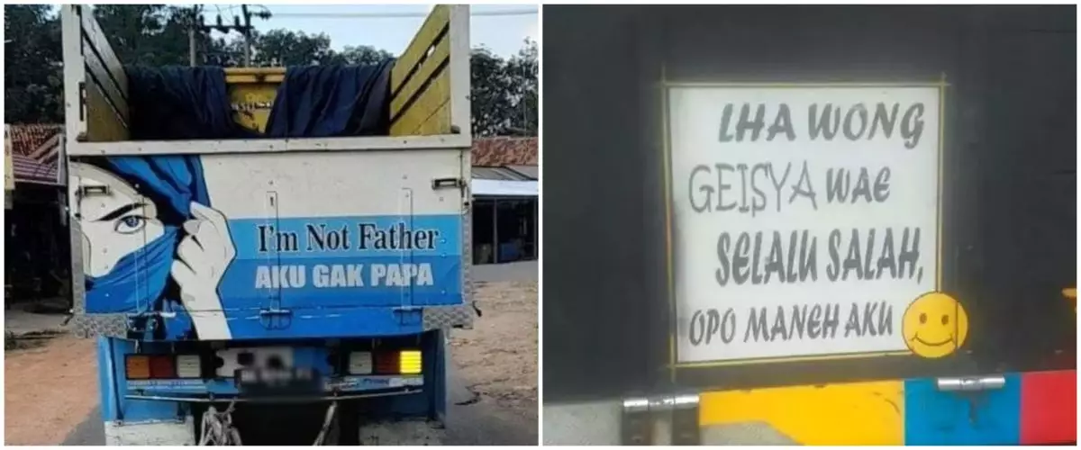 11 Potret kocak tulisan nyeleneh di pantat truk ini kelewat absurd, yang lihat auto geleng kepala