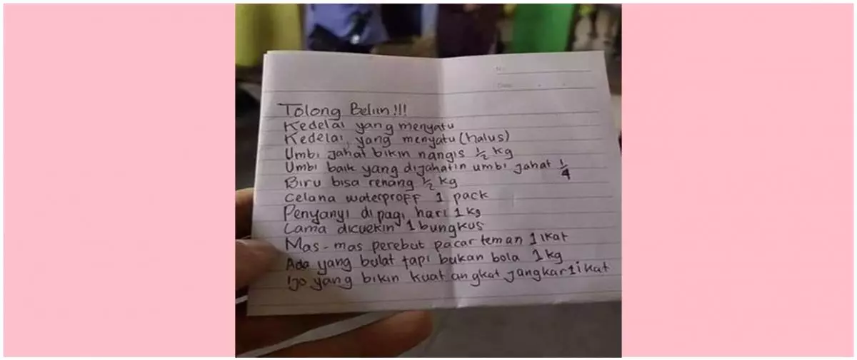 11 Potret kocak daftar belanjaan ini penuh dengan teka-teki, bikin mikir keras