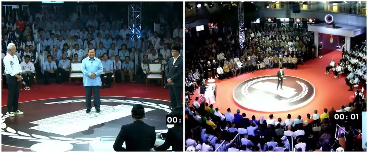 Format panggung debat pertama capres 2024 bikin warganet salah fokus, mirip saat ujian lisan