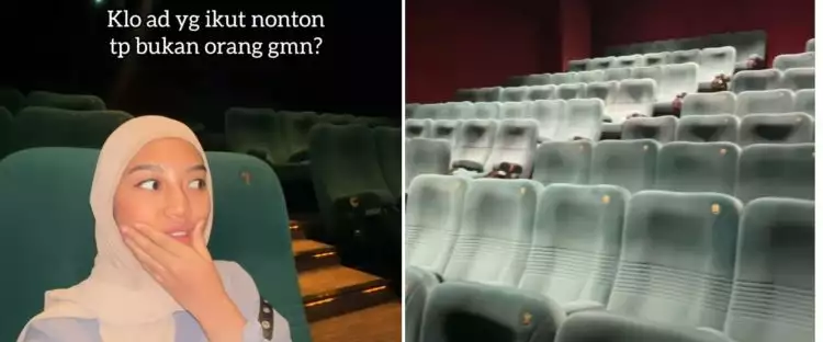 Momen wanita nonton film horor sendirian di bioskop ini nyalinya belum ada lawan
