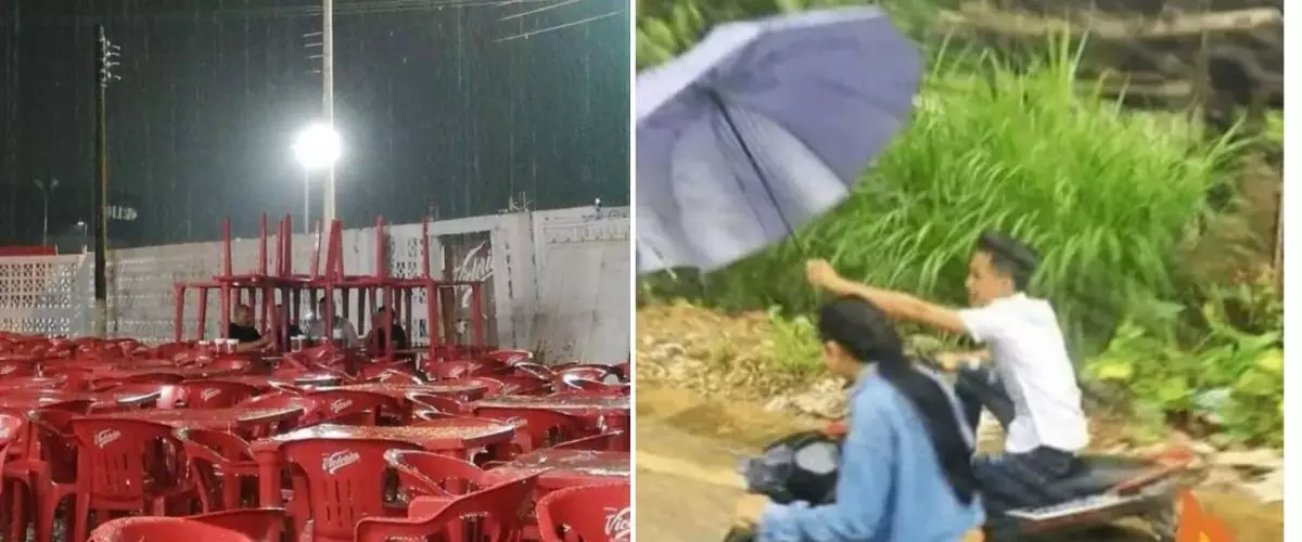 11 Potret kocak aksi bapak-bapak saat adang hujan ini kreatif sekaligus nyeleneh, bikin tepuk jidat