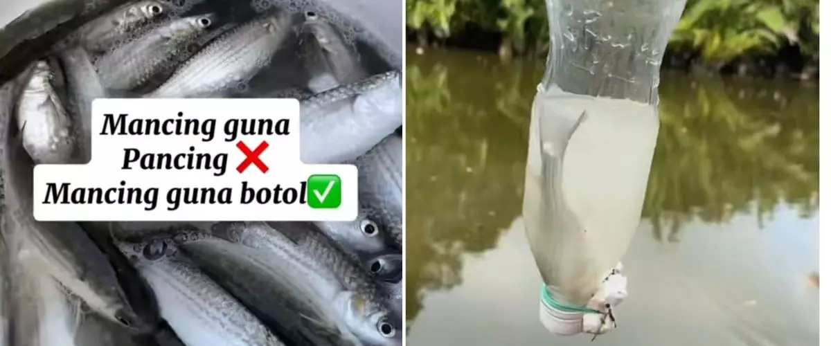 Wanita ini tunjukkan cara memancing yang tak biasa, modal dikit tapi dapat ikannya banyak