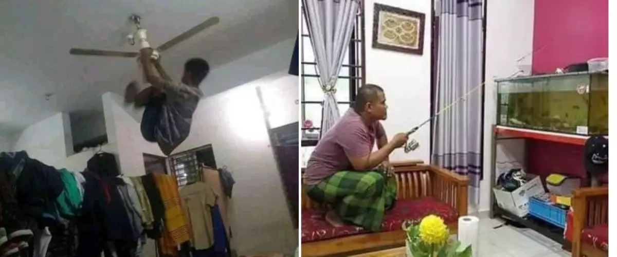 11 Potret kocak orang yang nggak bisa dibiarkan bosan saat di rumah ini bikin tepuk jidat, absurd abis