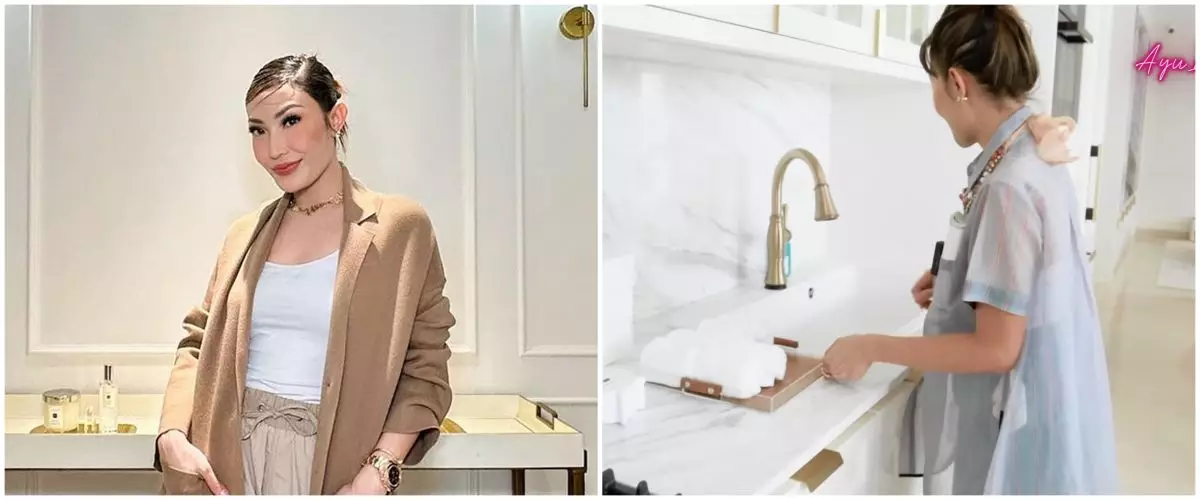 Rumah barunya berlapis marmer, intip 10 potret dapur Ayu Dewi yang mewah pakai kompor Rp 500 juta