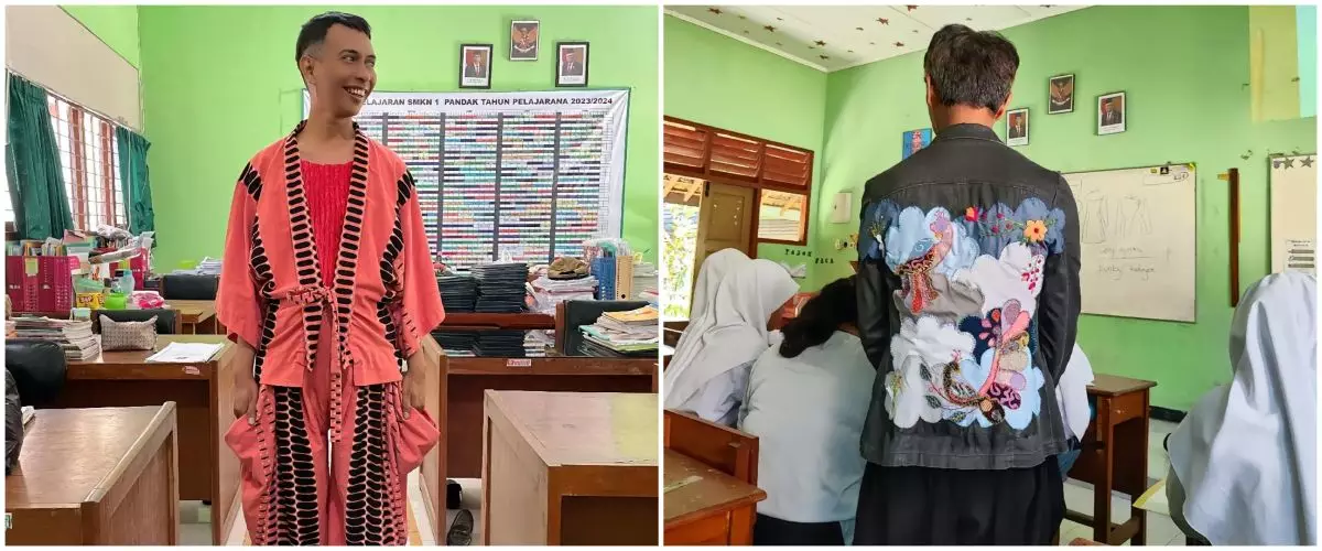 9 Potret guru SMK pamerkan outfit hasil karya siswanya ini penampilannya bak model profesional