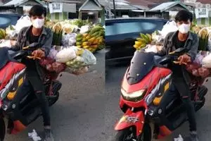 Bukan main, sejumlah anak muda ini jualan sayur pakai motor mewah