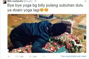 Kangen, Billy peluk batu nisan Olga Syahputra