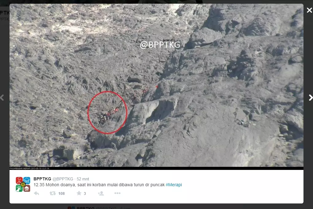 Eri Yunanto berhasil diturunkan dari kawah Merapi