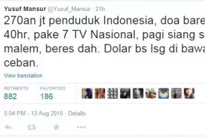 Cuitan Yusuf Mansur 'Dolar turun dengan doa' viral di media sosial