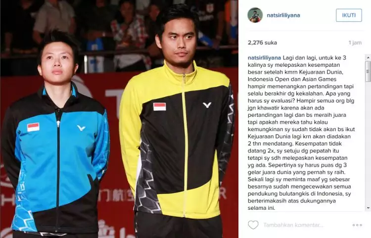 Status Instagram Liliyana Natsir undang kesedihan netizen, ada apa?