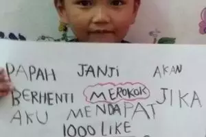 Anak kecil kumpulkan 1.000 Like agar ayahnya berhenti merokok