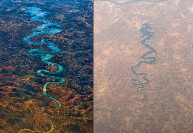Heboh foto sungai mirip naga di Portugal, netizen harap keberuntungan