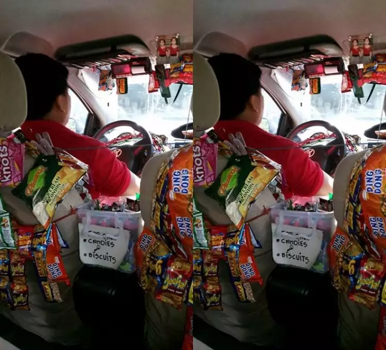 Sopir taksi jualan snack dalam taksinya demi uang sekolah anak