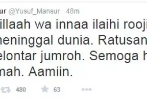 Ini kicauan sekaligus doa publik figur tentang tragedi Mina