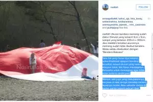Bendera Merah Putih raksasa diinjak-injak & buat alas duduk
