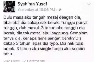 Gara-gara pacarnya typo, pria ini tak sadar menjomblo 3 tahun, ealah!