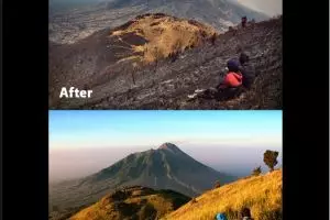 Foto before-after kebakaran hutan Gunung Merbabu, bikin miris!