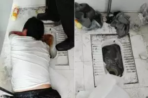 Selamatkan HP nyemplung kloset, lengan pria ini kesangkut di lubangnya