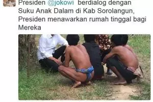 Foto Jokowi bersama Suku Anak Dalam ini hebohkan netizen, kenapa ya?
